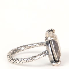 BOTTTEGA VENETA sterling silver SQUARE GEM RING 8