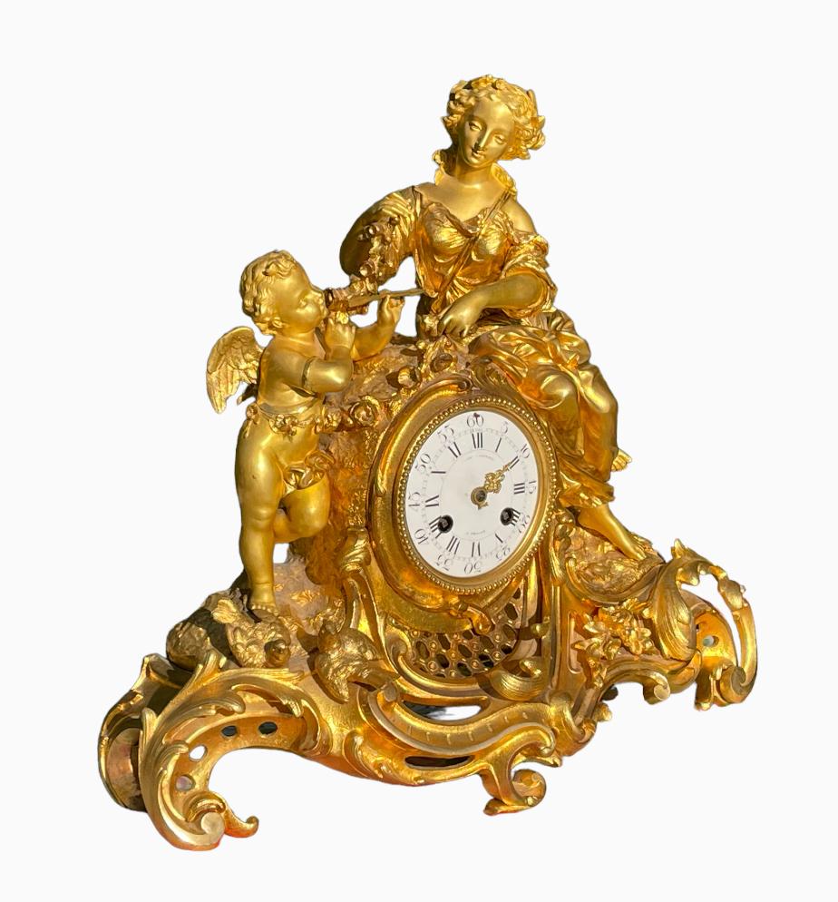 Bouchard à Beaune - Bronze Clock, Psyche And Love For Sale 11