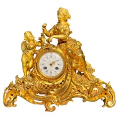 Antique Bouchard à Beaune - Bronze Clock, Psyche And Love