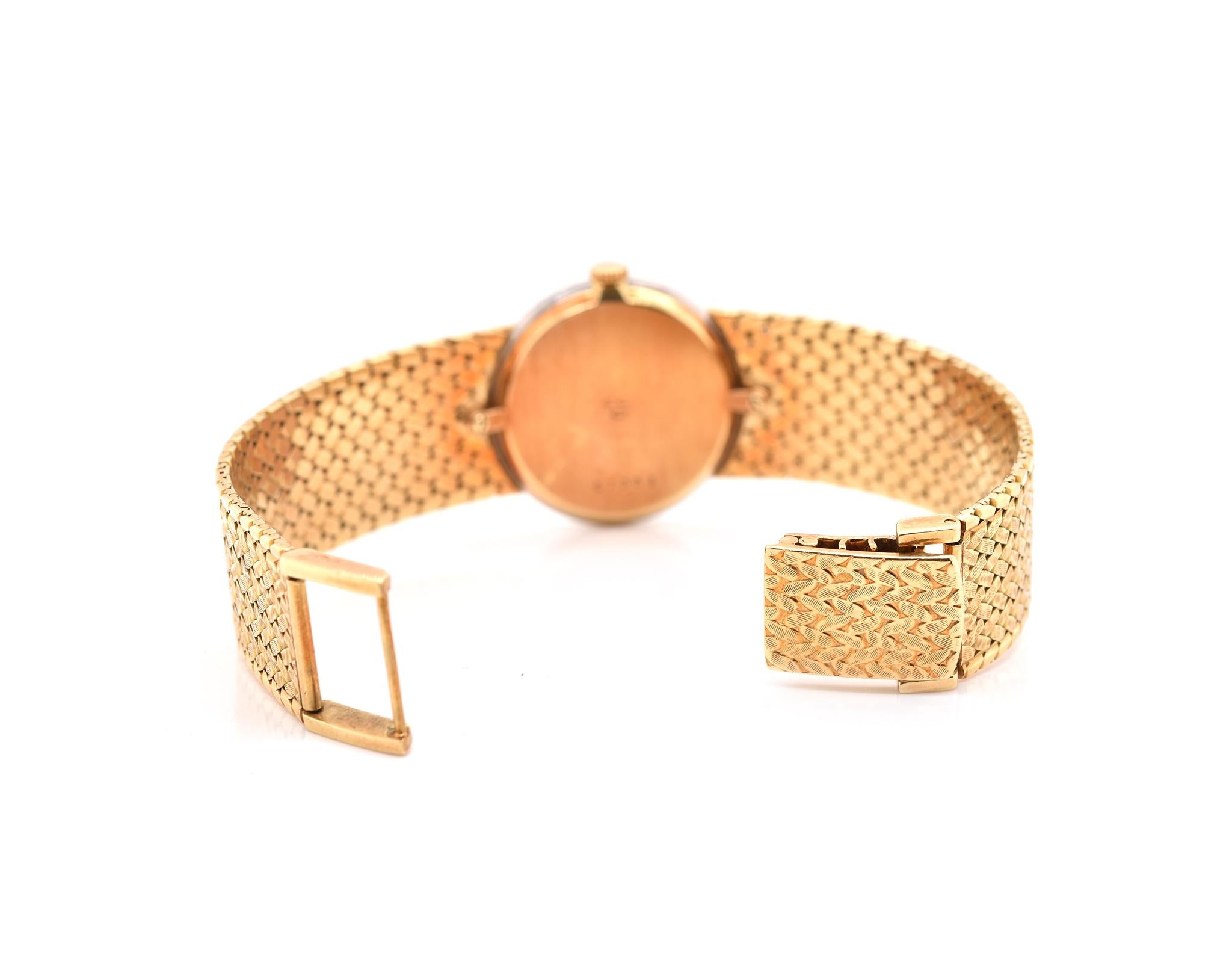 Taille ronde Bouche Girod Montre vintage en or jaune 18 carats avec diamants pour femmes en vente
