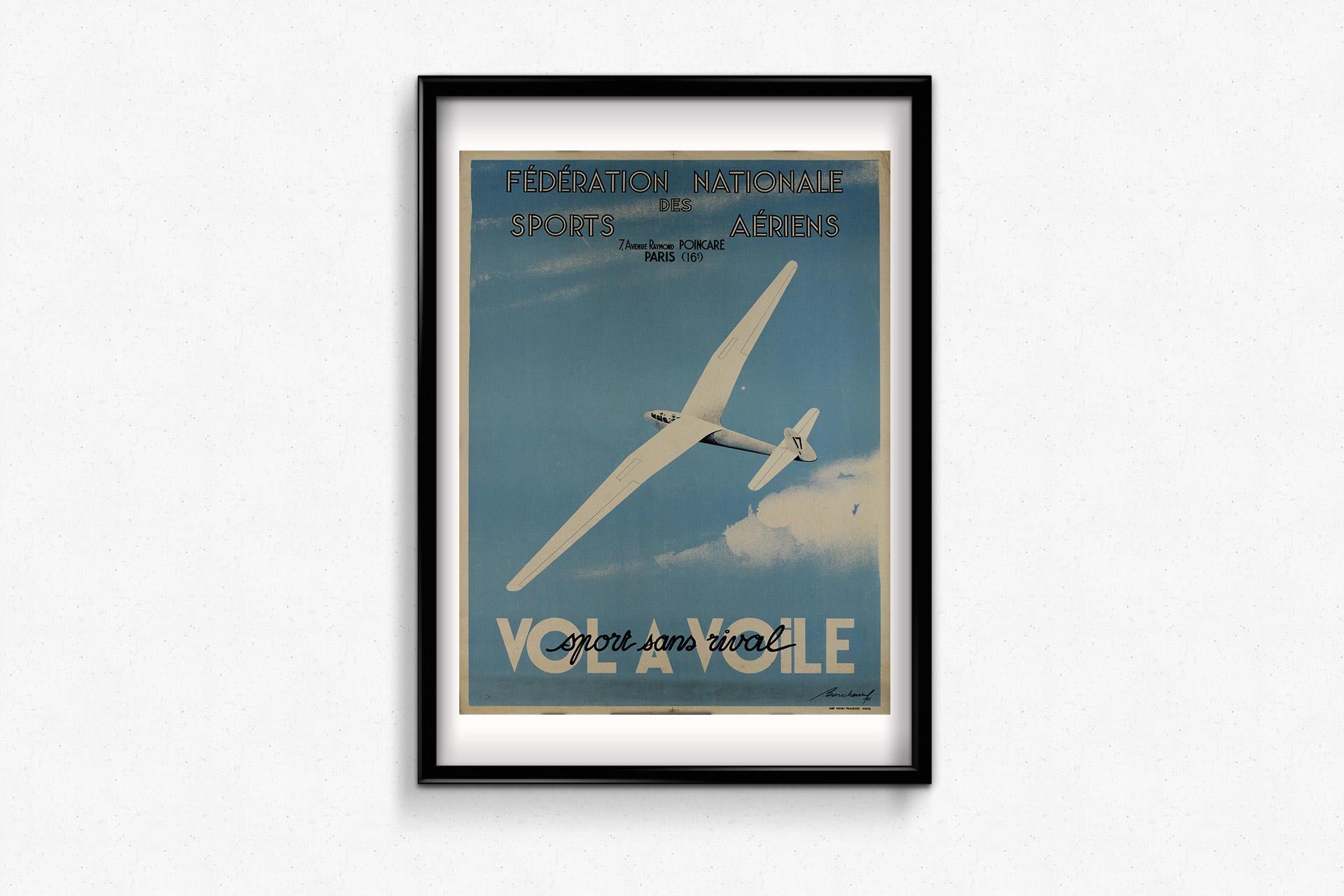 1945 Originalplakat von Bouchenaf für Vol à Voile Sport Sans Rival im Angebot 1