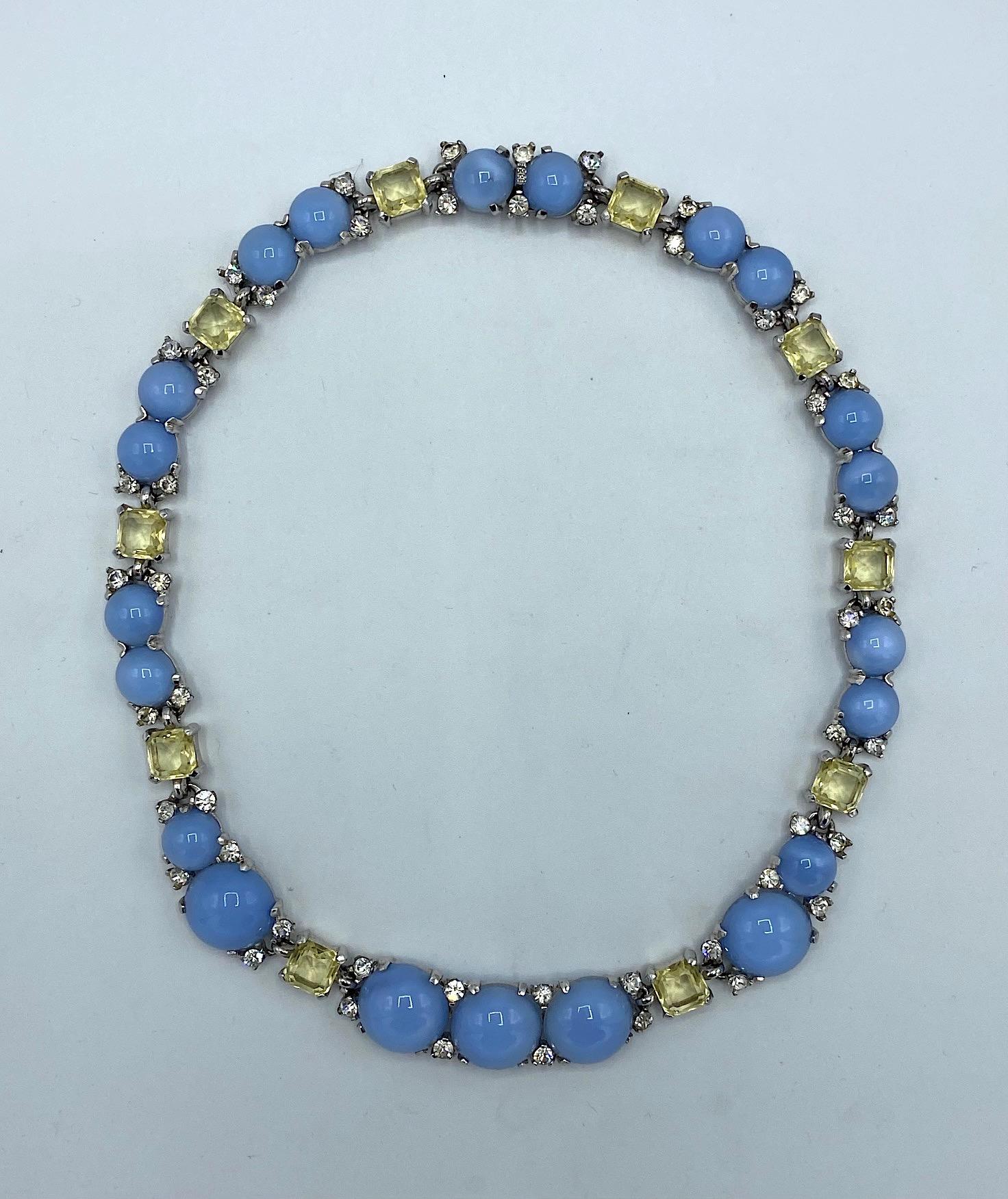 Boucher 1950s Blue Moonstone Necklace  In Good Condition In New York, NY