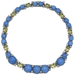 Collier de pierres de lune bleues Boucher 1950s