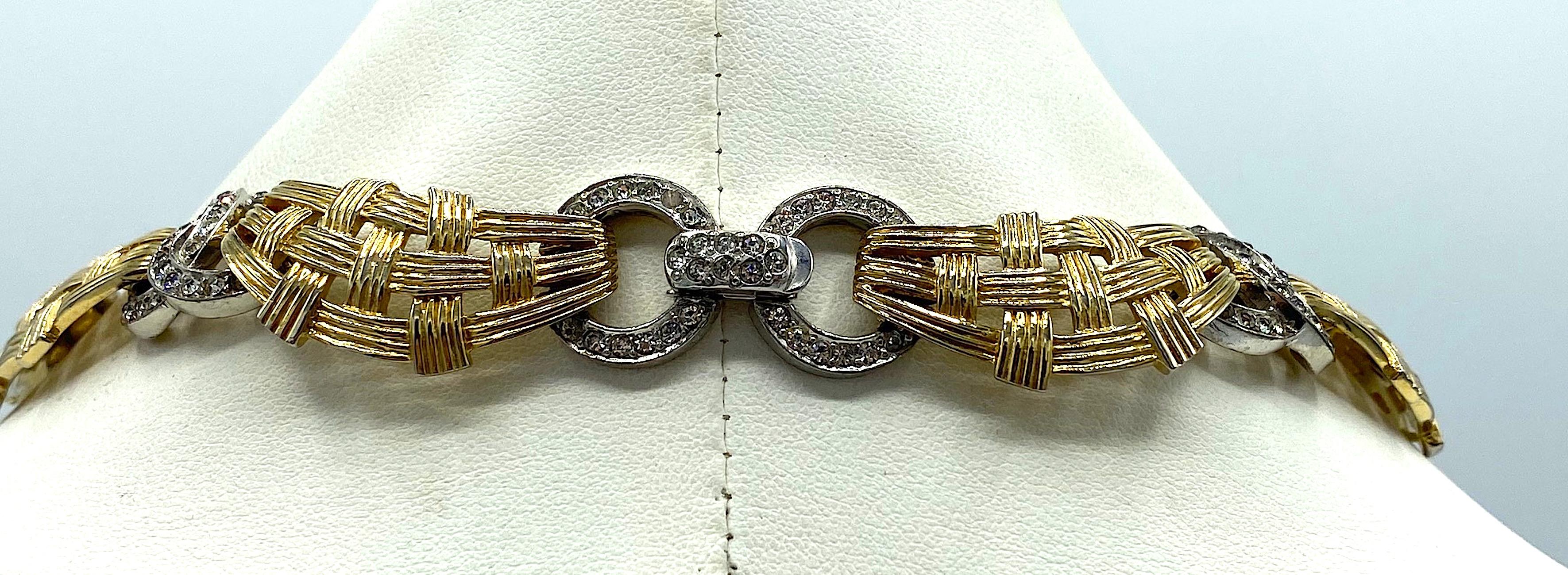 Boucher 1950s Gold & Rhinestone Accent Necklace 6