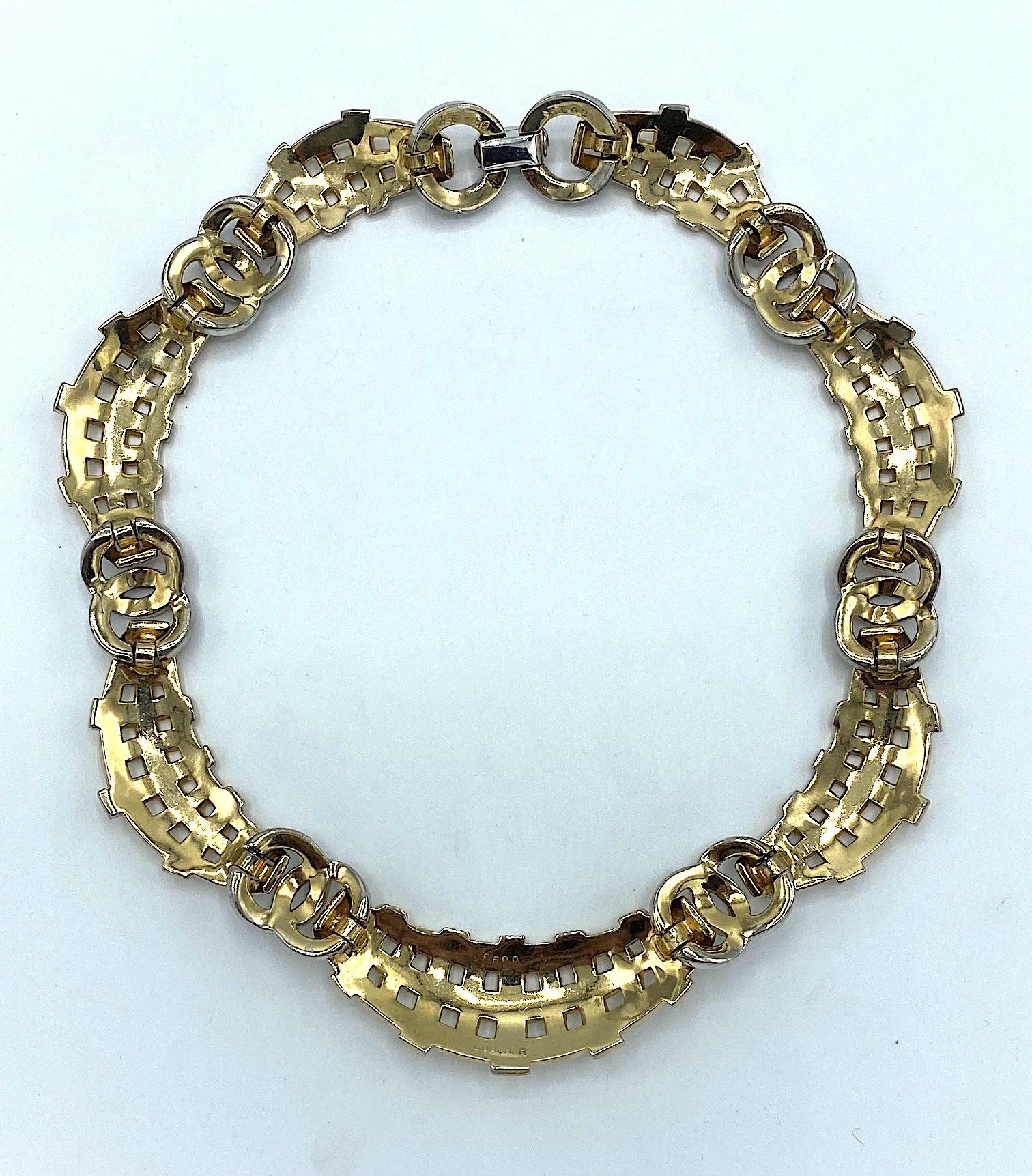 Boucher 1950s Gold & Rhinestone Accent Necklace 7