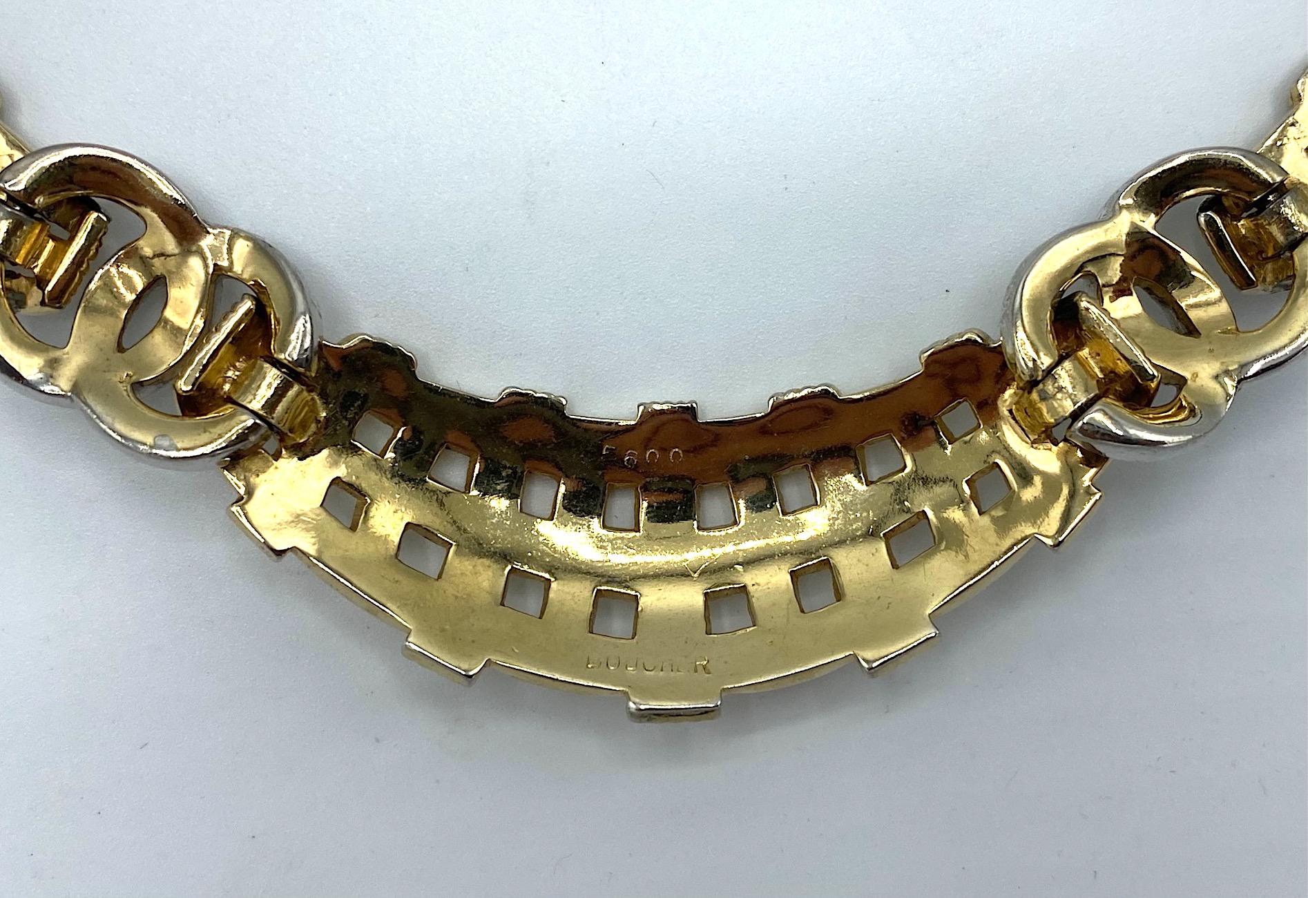 Boucher 1950s Gold & Rhinestone Accent Necklace 8