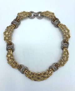 Boucher 1950s Gold & Rhinestone Accent Necklace