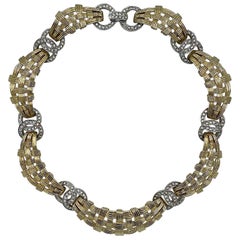 Boucher 1950s Gold & Rhinestone Accent Necklace