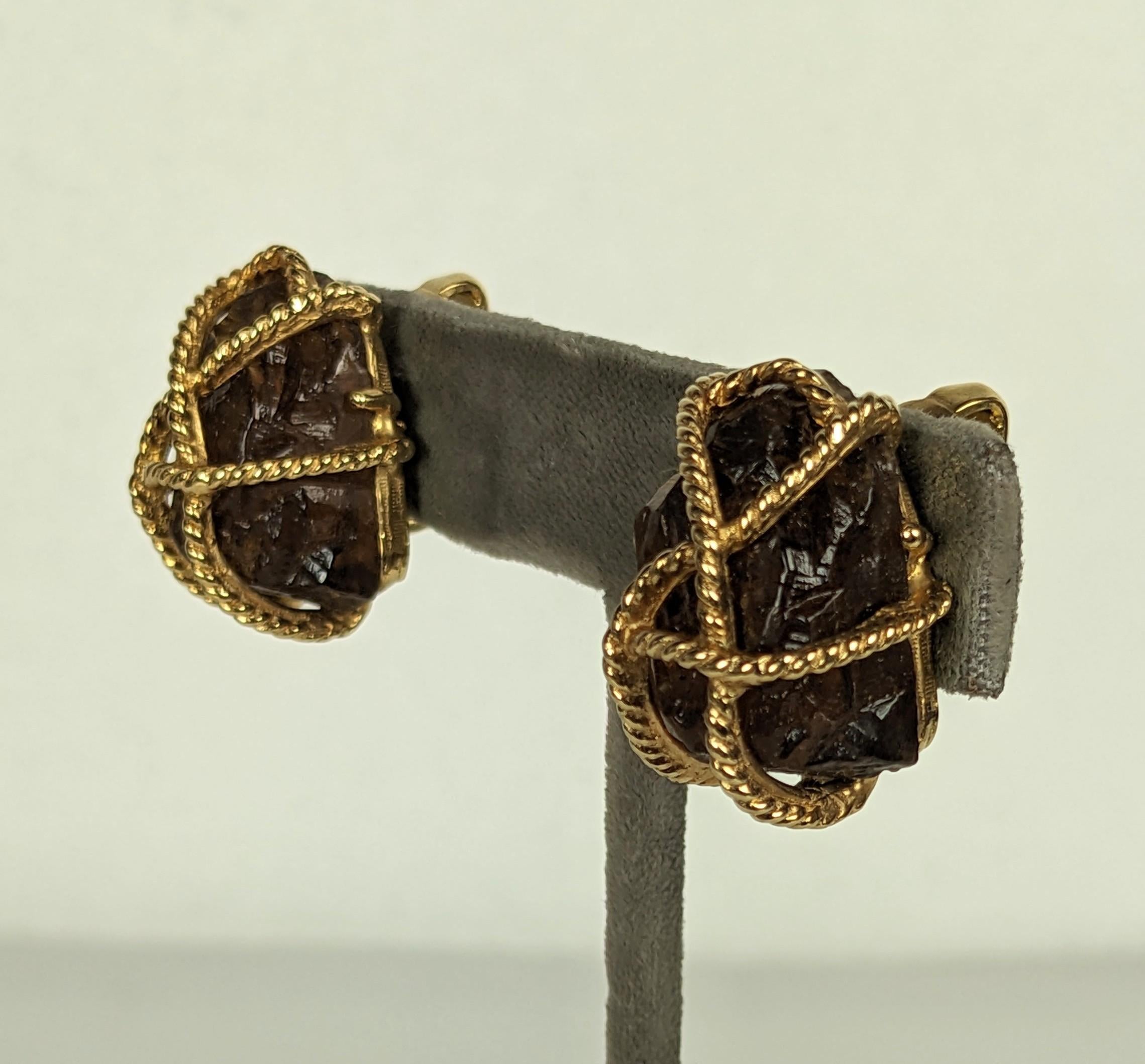 Pendientes Boucher Faux Citrine Caged Nugget, Estilo Verdura Artesano en venta