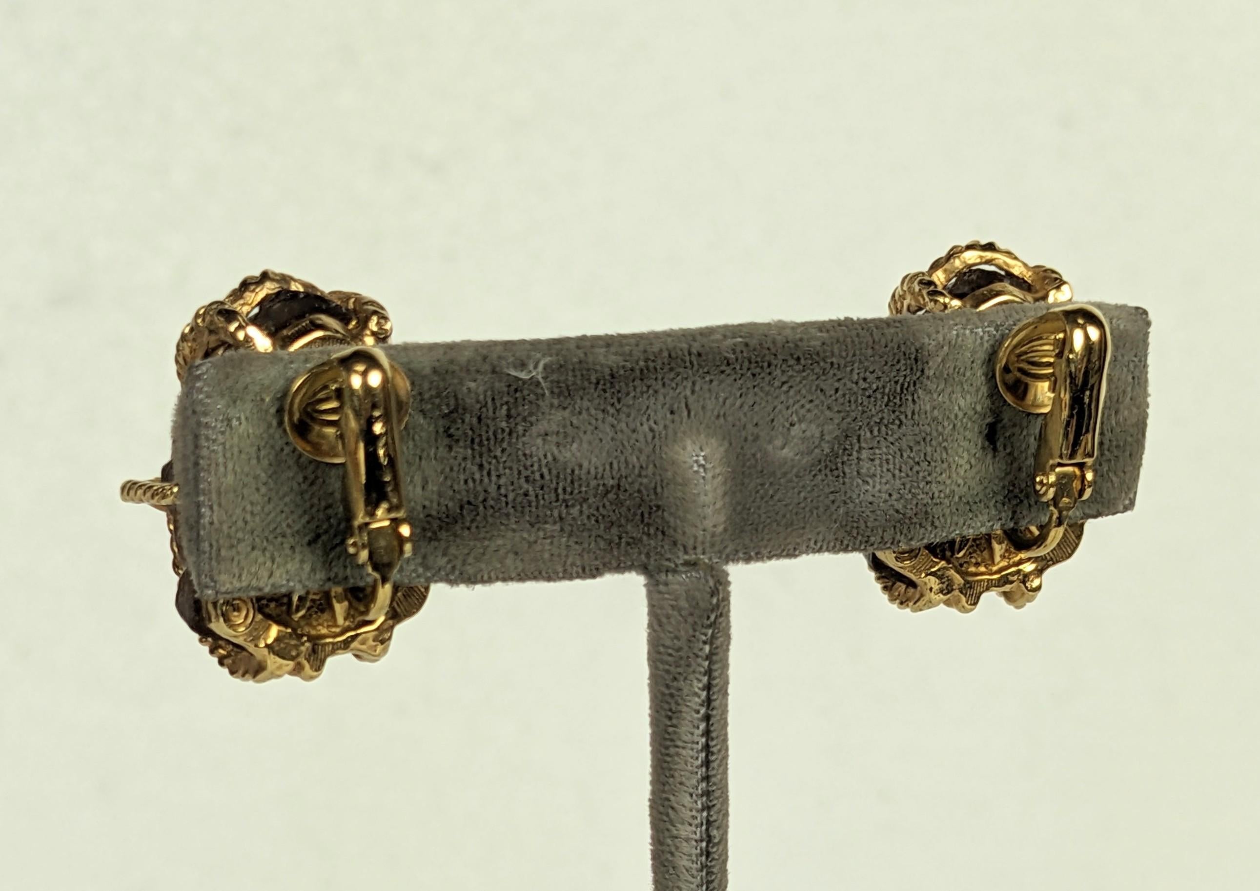 Pendientes Boucher Faux Citrine Caged Nugget, Estilo Verdura en Excelente estado para la venta en New York, NY