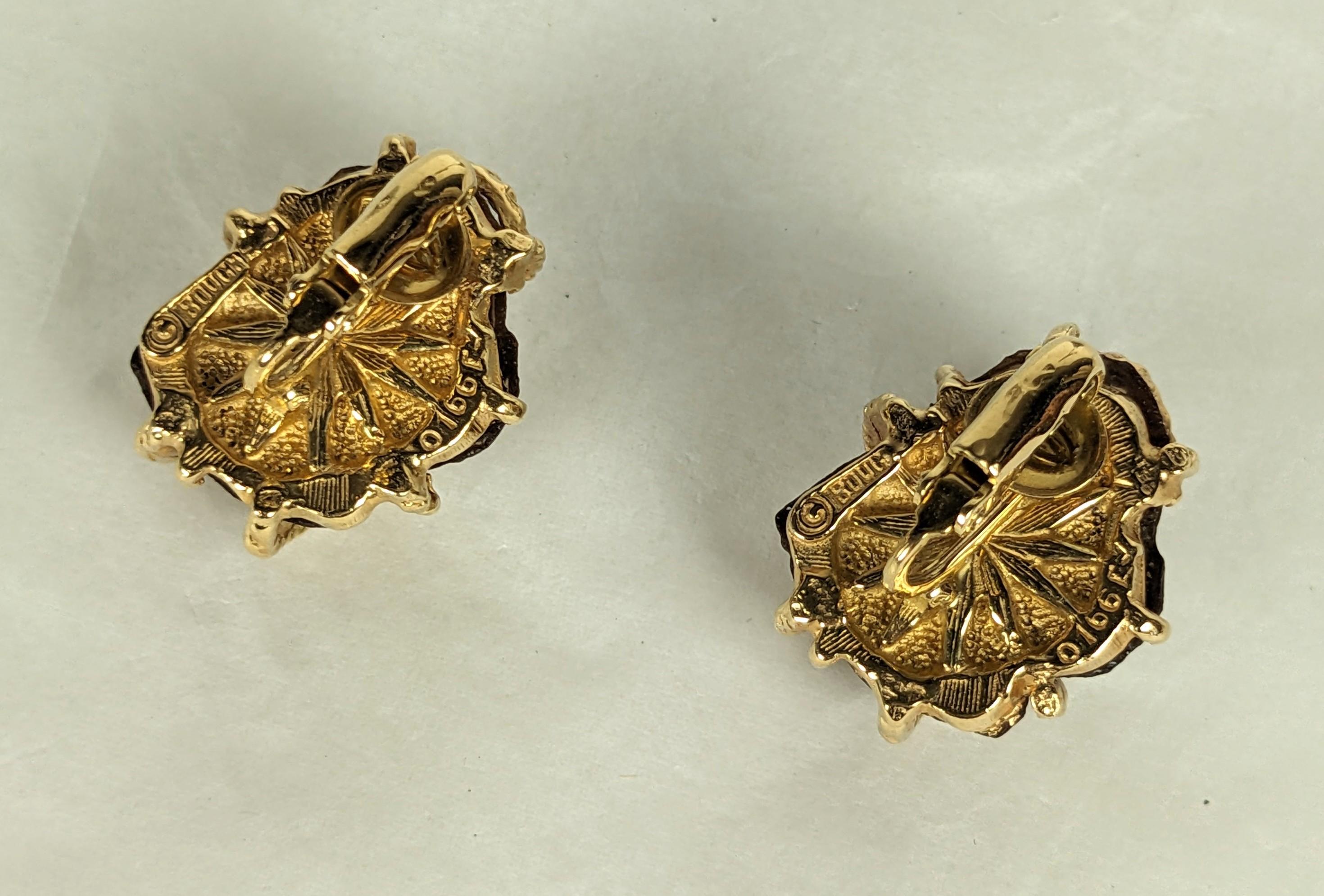 Pendientes Boucher Faux Citrine Caged Nugget, Estilo Verdura en venta 1