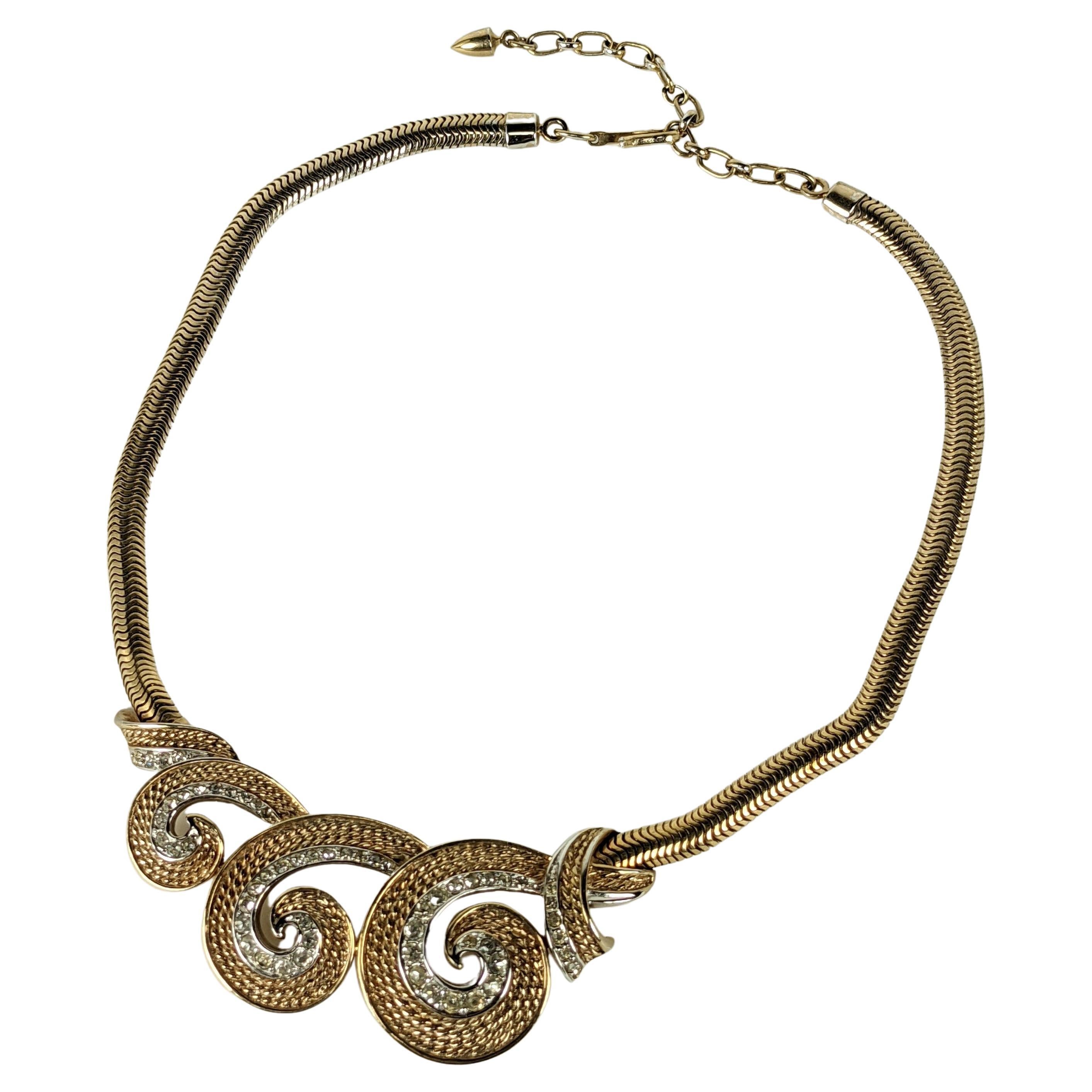 Boucher Pave Scroll Retro Necklace