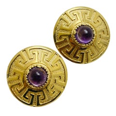 BOUCHER signierte goldene Amethystglas-Ohrringe mit Clip