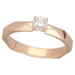 Boucheron 0.23 Carat Diamond 18 Karat Pink Gold Facet Solitaire Ring