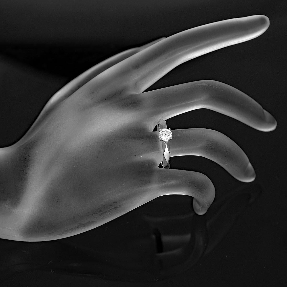 Boucheron 0.47 Carat Diamond 18 Karat White Gold Facet Solitaire Ring For Sale 1