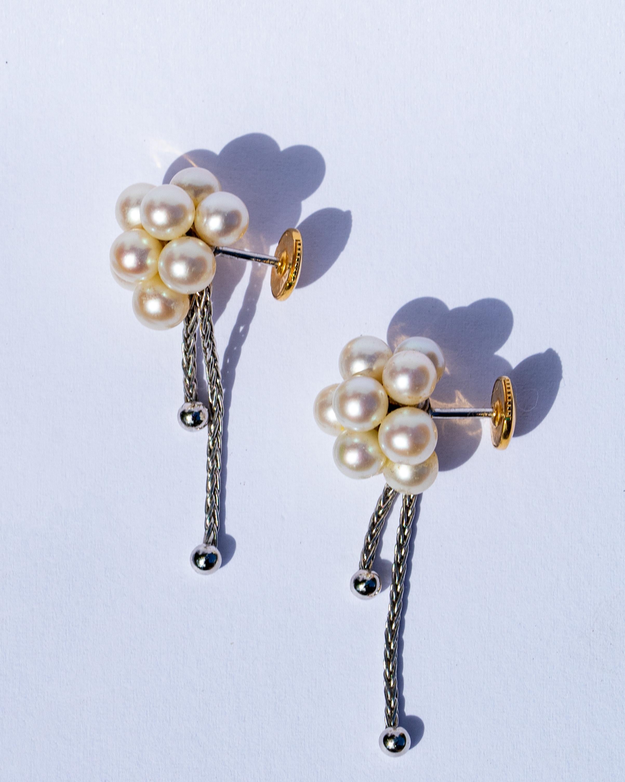 Boucheron 18 Carat Gold and Pearl Cluster Earrings In Excellent Condition In Chipping Campden, GB
