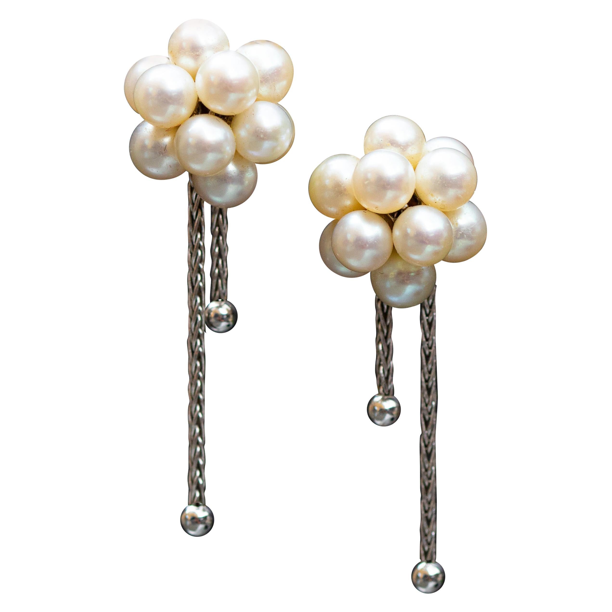 Boucheron 18 Carat Gold and Pearl Cluster Earrings