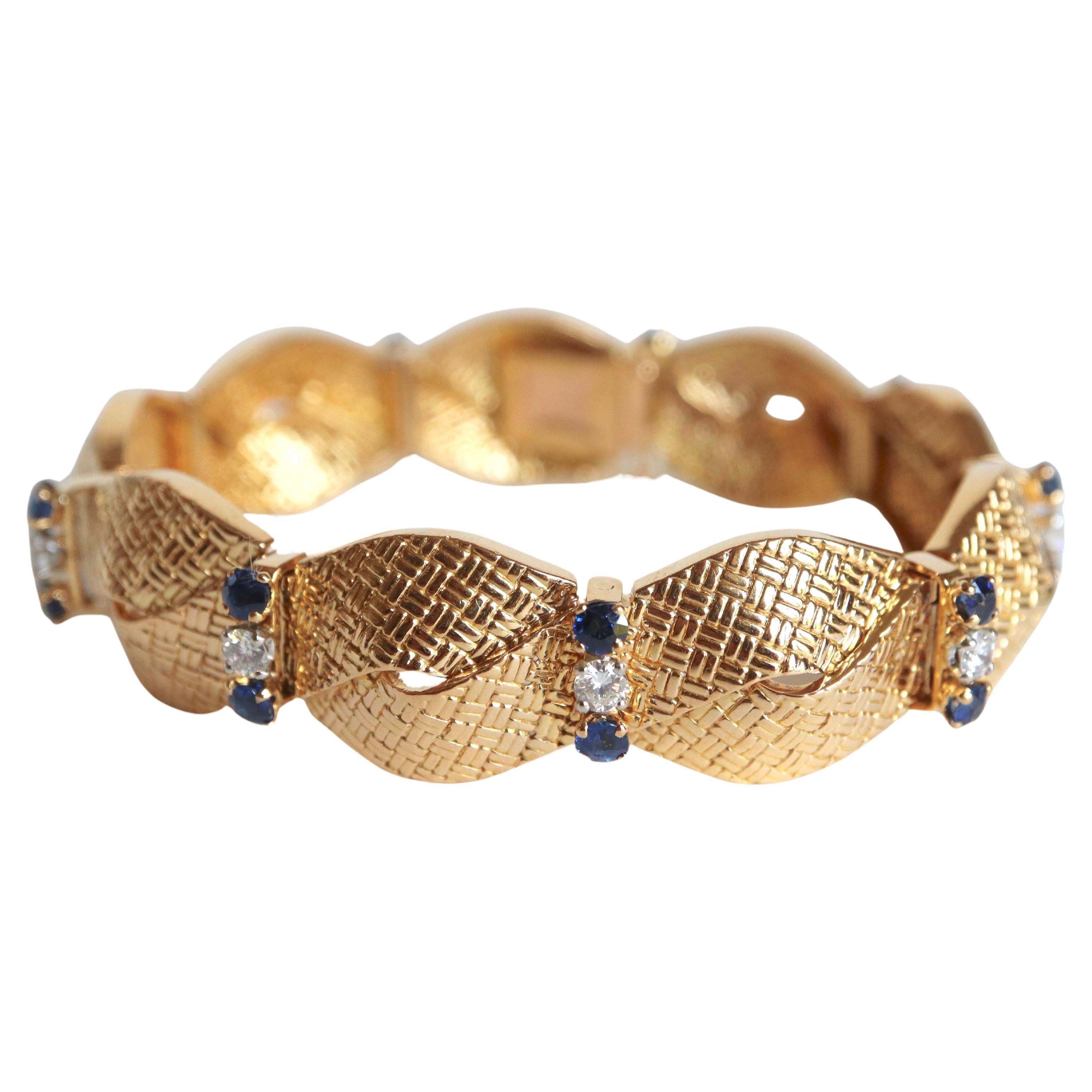 Bracelet Boucheron en or jaune 18 carats, saphirs et diamants circa 