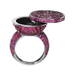 Boucheron 18 Karat Blackened Gold and Ruby "Secret" Ring