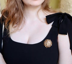 Boucheron 18 Karat Gold Stylized Thorn Ball Brooch with Sapphires and Diamonds