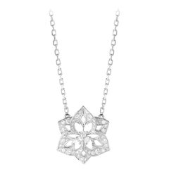 Boucheron 18 Karat White Gold Diamond Flower Pendant