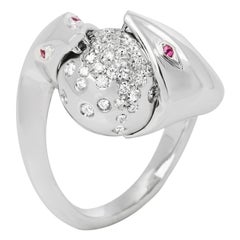 Boucheron Bague serpent en or blanc 18 carats et diamants