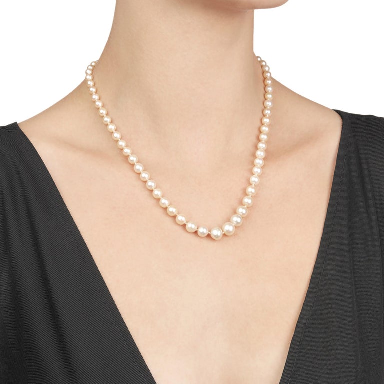 Boucheron 18 Karat White Gold Vintage Pearl and Old Cut Diamond Long ...