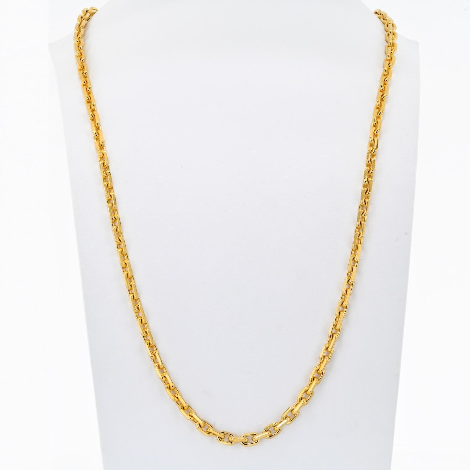 Adorn yourself with the timeless allure of this Boucheron 18K Yellow Gold Link Chain, a statement necklace that exudes sophistication and luxury. Crafted with precision and attention to detail, this exquisite piece boasts a length of 35 inches,
