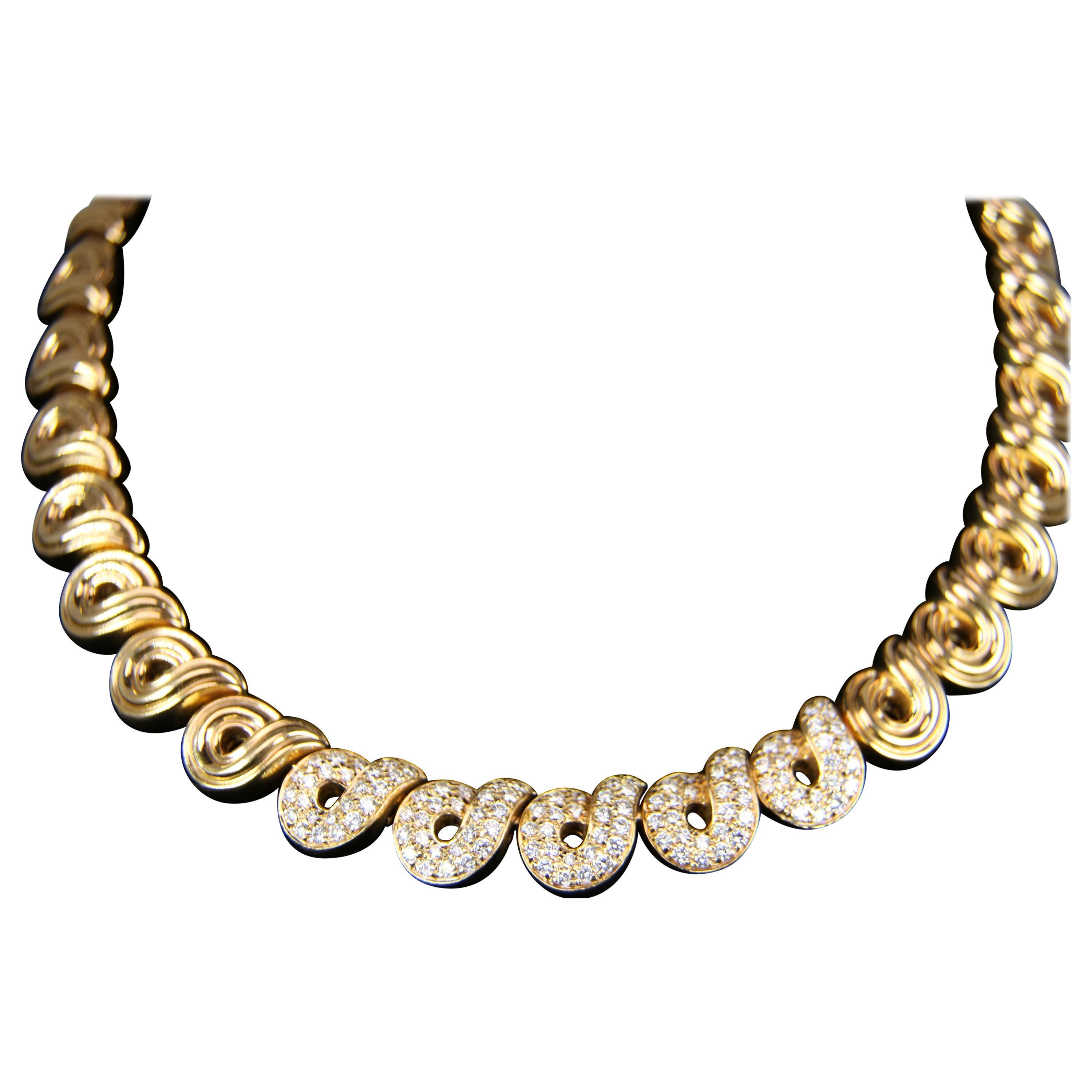 Boucheron 18 Karat Yellow Gold and Diamond Necklace For Sale