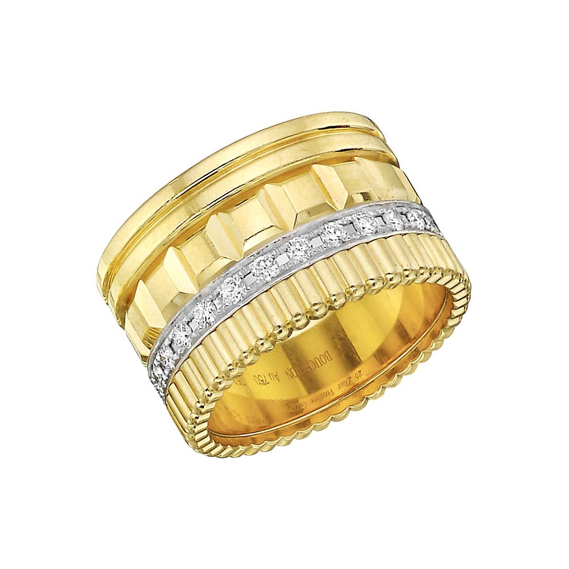 Boucheron 18 Karat Yellow Gold and Diamond "Quatre" Band Ring