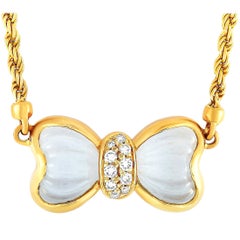Boucheron 18 Karat Yellow Gold Diamond and Crystal Necklace