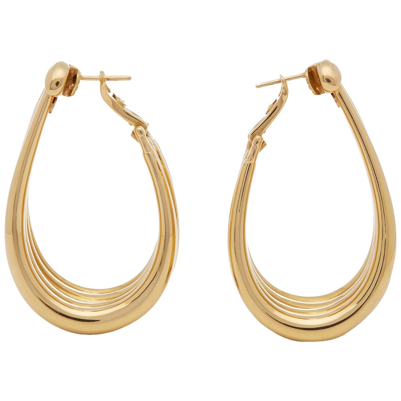 Boucheron 18 Karat Yellow Gold Large Dress Hoop Earrings