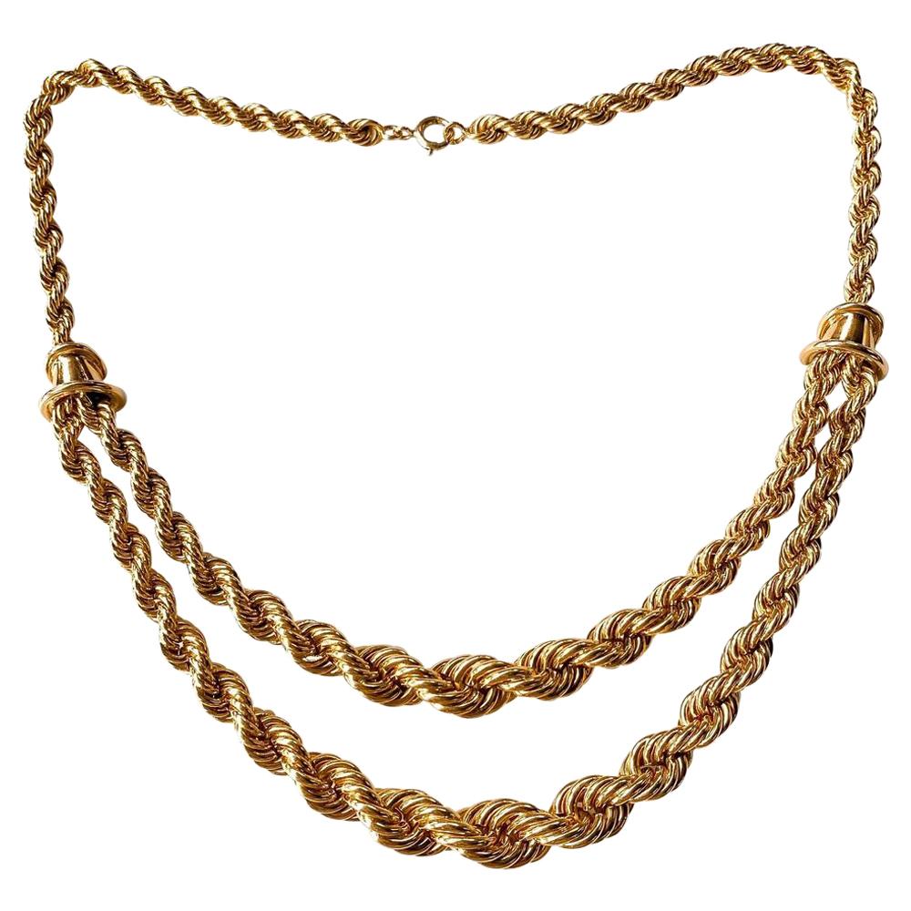 Boucheron 18 Karat Yellow Gold Vintage Serpent Boheme Rope Chain Necklace