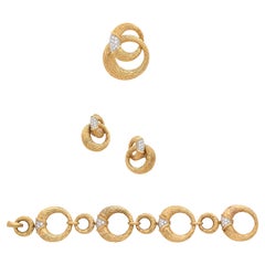Boucheron 18K Gold and Diamonds Bracelet, Earrings and Brooch Set