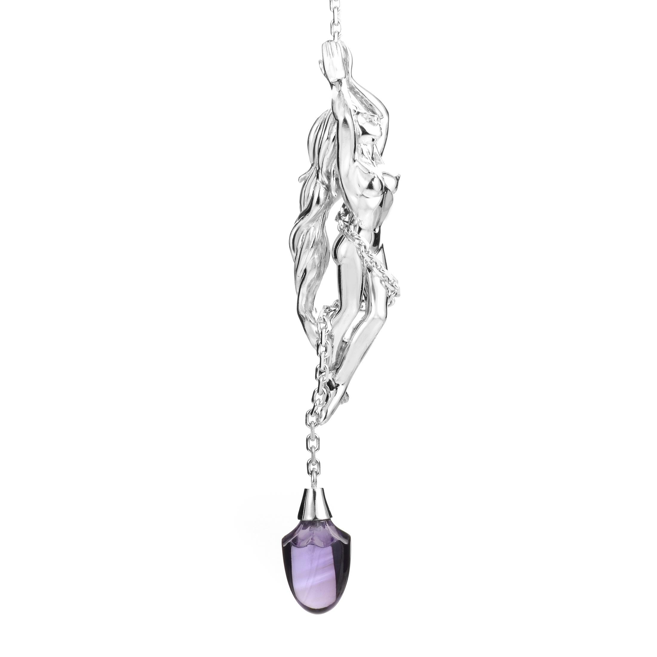 Boucheron 18K Gold Diamond, Sapphire, & Amethyst Fringe Secret Pendant Necklace 3