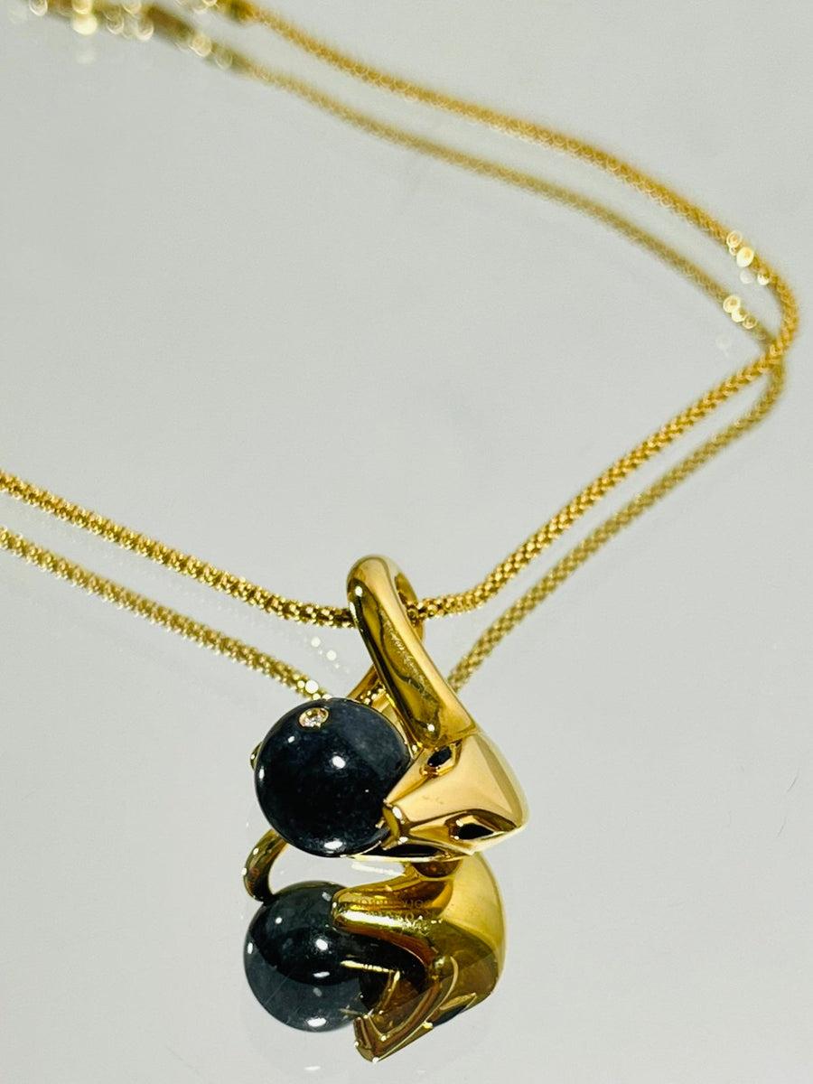 Boucheron 18k Gold, Jade & Diamond Serpent Necklace For Sale 1