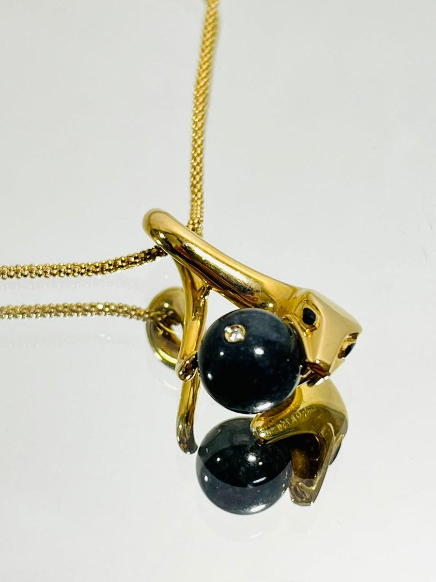 Boucheron 18k Gold, Jade & Diamond Serpent Necklace For Sale 2