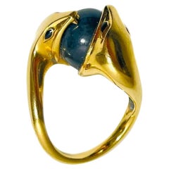 Antique Boucheron 18K Gold & Jade Serpent Ring