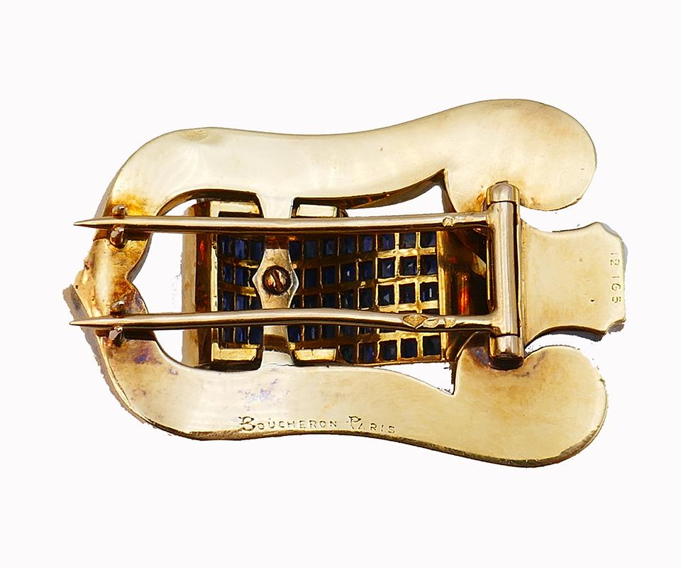 Boucheron 18k Gold Retro Clip-Anstecknadelbrosche (Gemischter Schliff) im Angebot