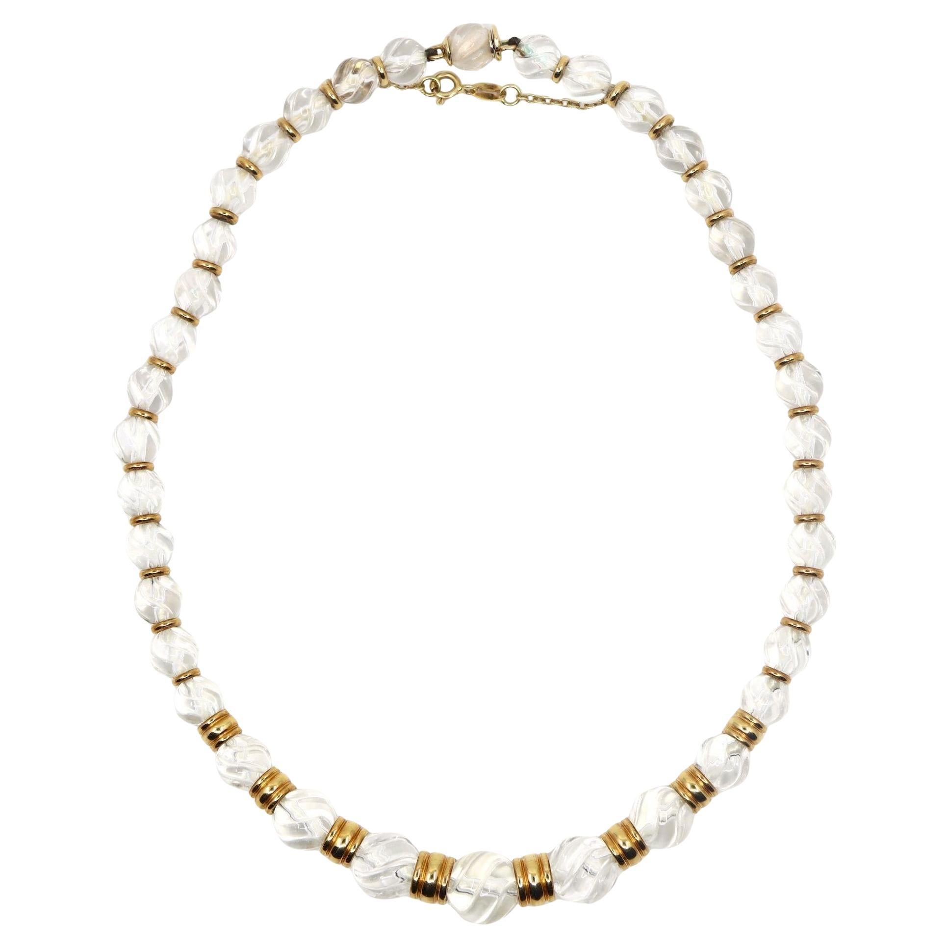 Boucheron Collar de Cuentas de Cristal de Roca de Oro de 18K
