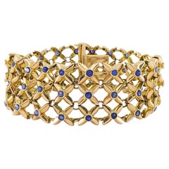 Boucheron 18k Gold Sapphire Wide Mesh Bracelet