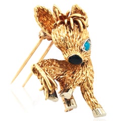 Boucheron, 18K Gold Turquoise Enamel Donkey Brooch