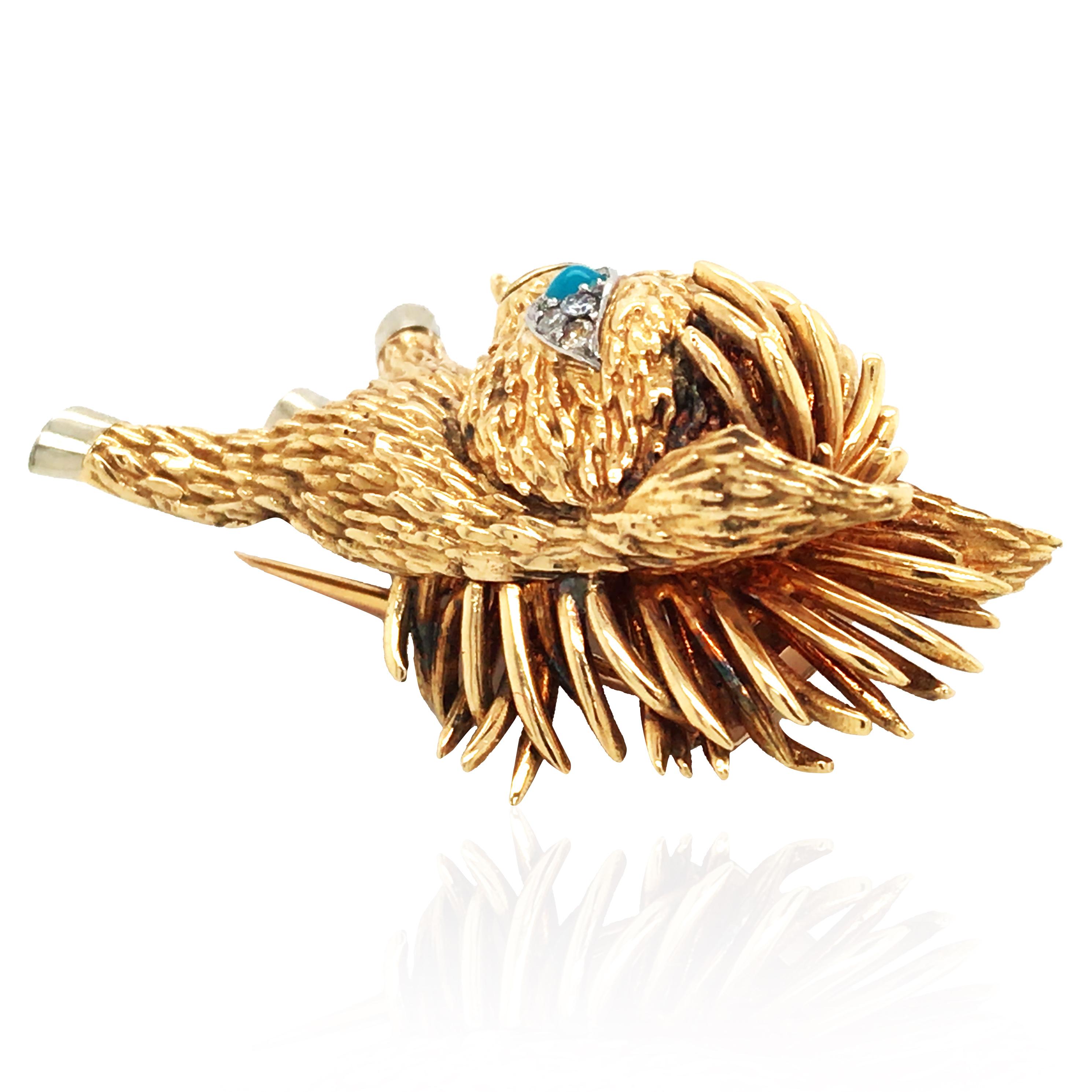 Retro Boucheron, 18K Gold Turquoise Enamel Donkey Brooch