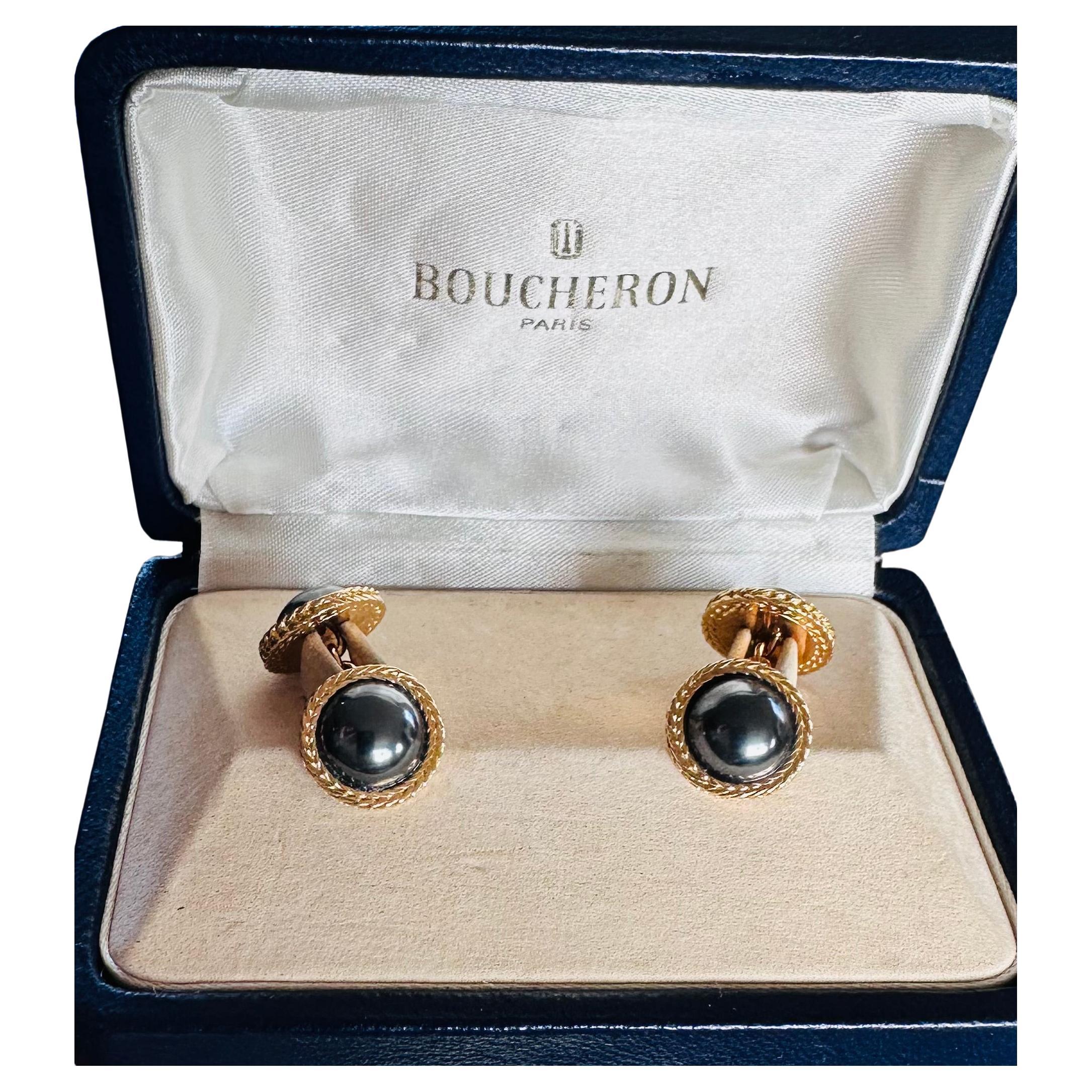 Boucheron 18k Hematite Cufflinks  For Sale