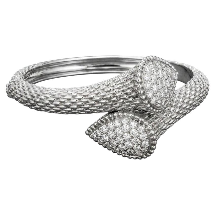 Pre-owned Boucheron 18k White Gold & 2.60ct Diamond Bracelet Bangle