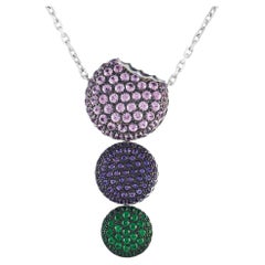 Boucheron 18k White Gold Colored Sapphire Macaron Necklace