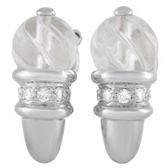 Boucheron 18K White Gold Diamond and Crystal Clip On Earrings