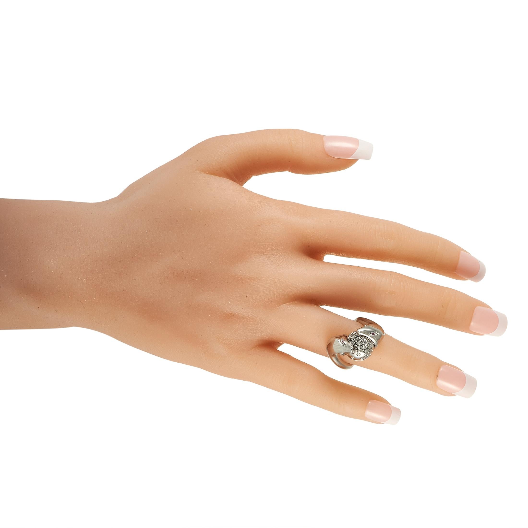 Women's Boucheron 18K White Gold Diamond Serpent Ring For Sale