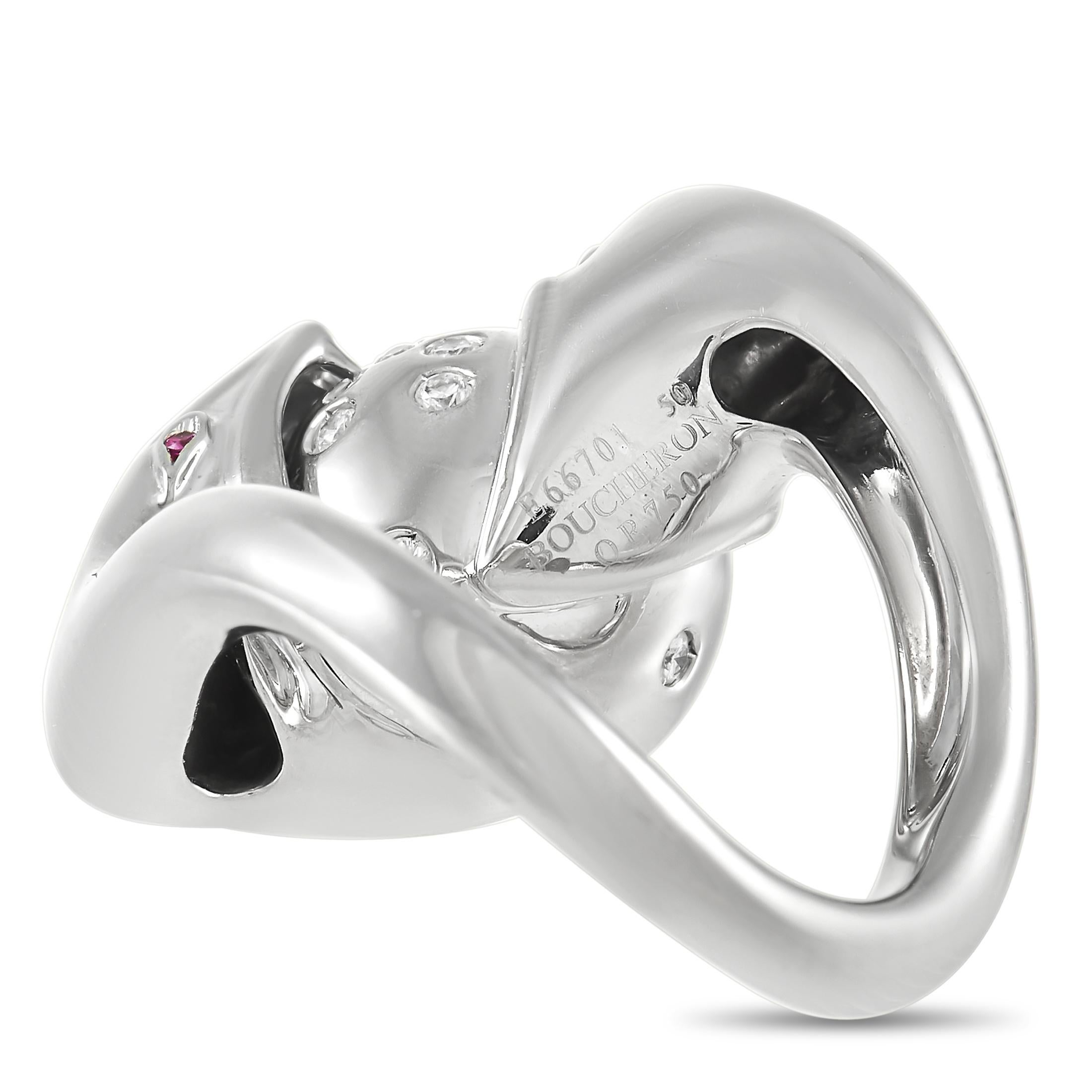 Women's Boucheron 18K White Gold Diamond Serpent Ring For Sale