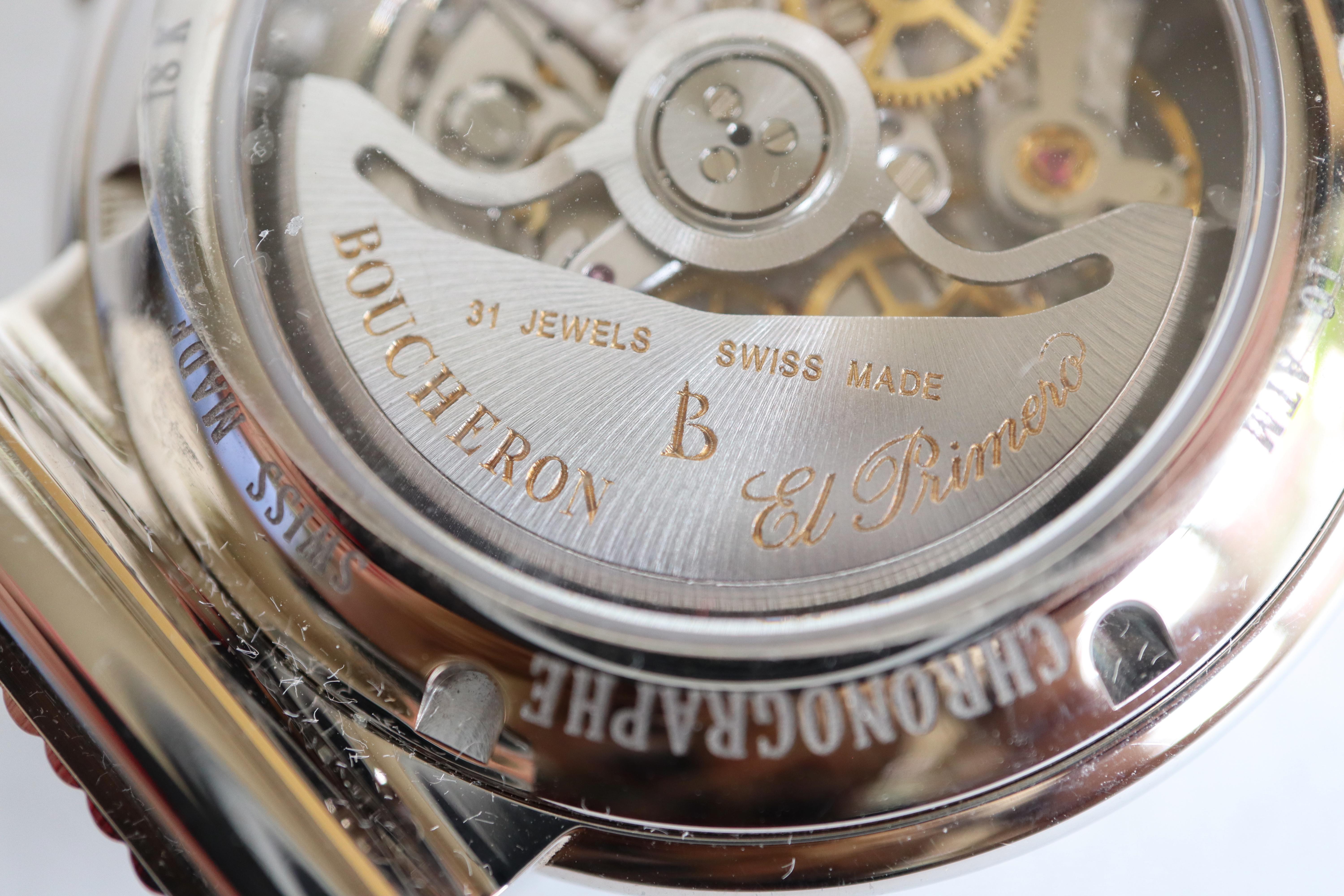 Men's Boucheron 18K White Gold Watch Solis Chrono Automatic Model for Men For Sale